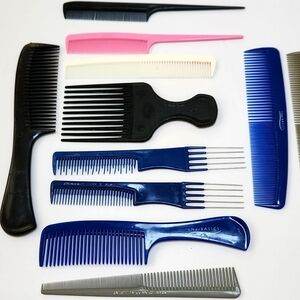 Vintage Plastic Hair Comb lot Goody Lomare Clear Basics
